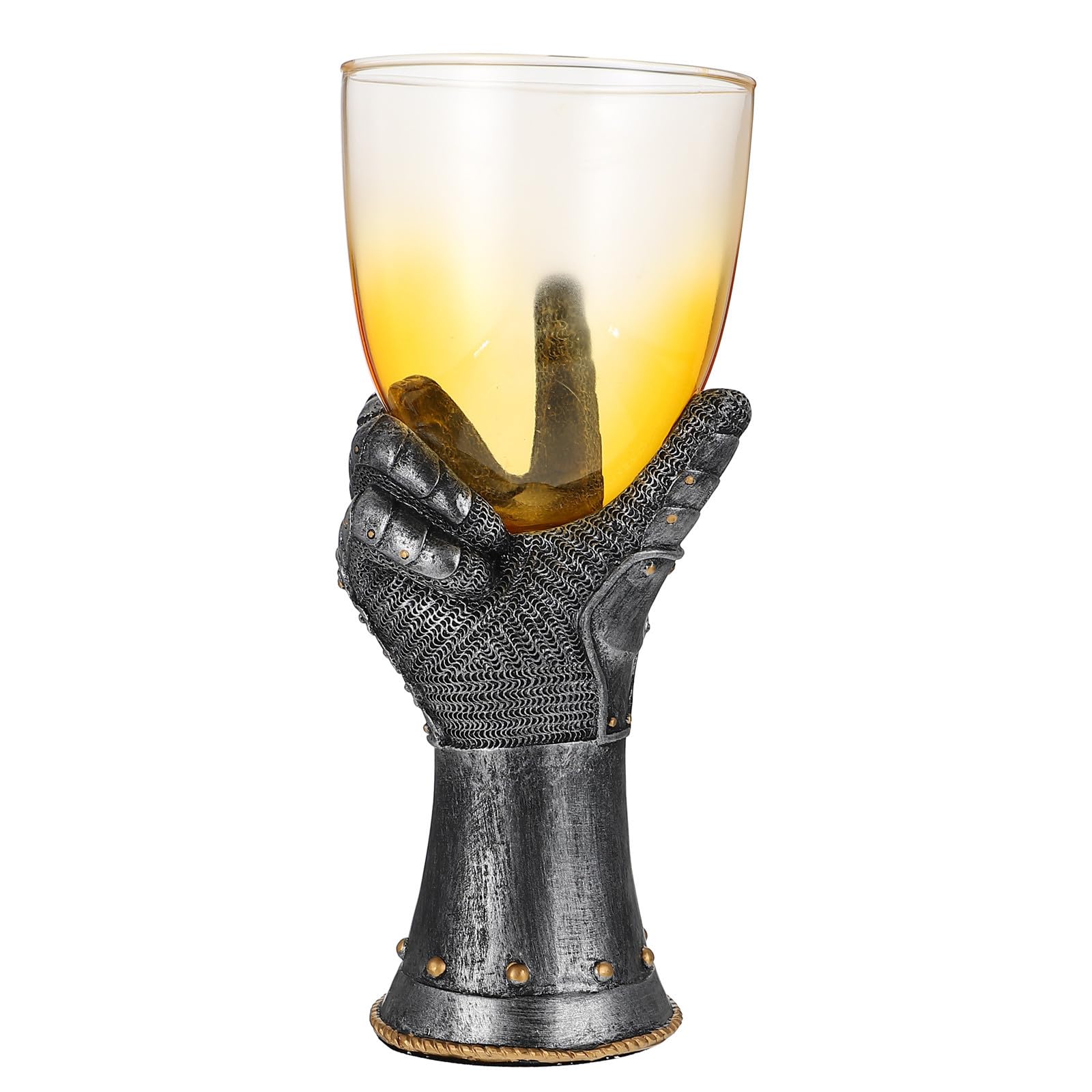 Verre à vin noir 400ml en verre et résine au design de chevalier prestigieux