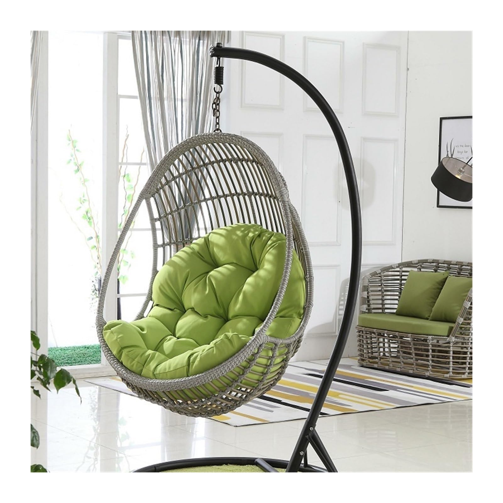 AYGJKIE Hanging Egg Chair Cushion Swing Egg Chair Cushion Waterproof Patio Garden Chair Back Cushions Washable Patio Hanging Egg Chair Replacement Cushion(Green,80x110cm)