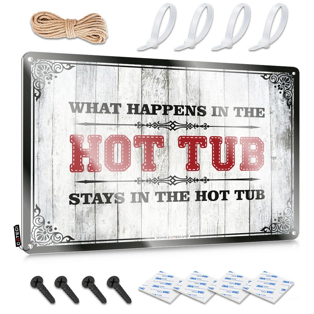 MWFKKADDB Funny Vintage Signs What Happens In The Hot Tub Stays In The Tin Sign Funny Garage Tin Sign Wall Decor Metal Tin Sign(30X40CM)