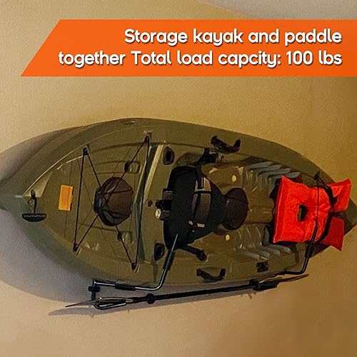 Miniatura 3 de TC-HOMENY Soporte para kayak montado en la pared, colgador plegable para kayak, escalera para kayak, soporte para kayak para interiores y exteriores