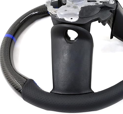 Miniatura 8 de IKON MOTORSPORTS, Volante compatible con Ford Mustang 2010-2014, kit de carrocería del volante de repuesto de fibra de carbono y puntada e indicador