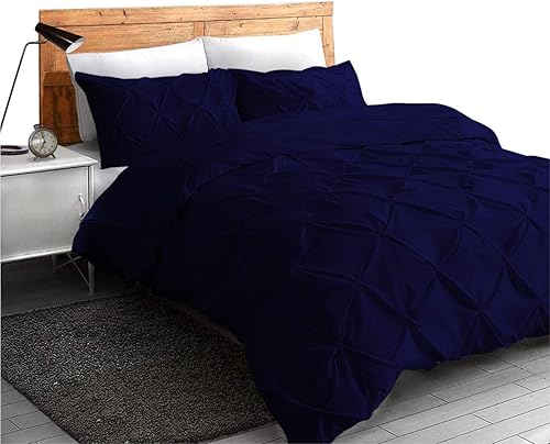 Funda de edredón decorativa 100% algodón egipcio, 1 pieza, 400 hilos, para todas las estaciones, cómoda funda de edredón plisada con cremallera y
