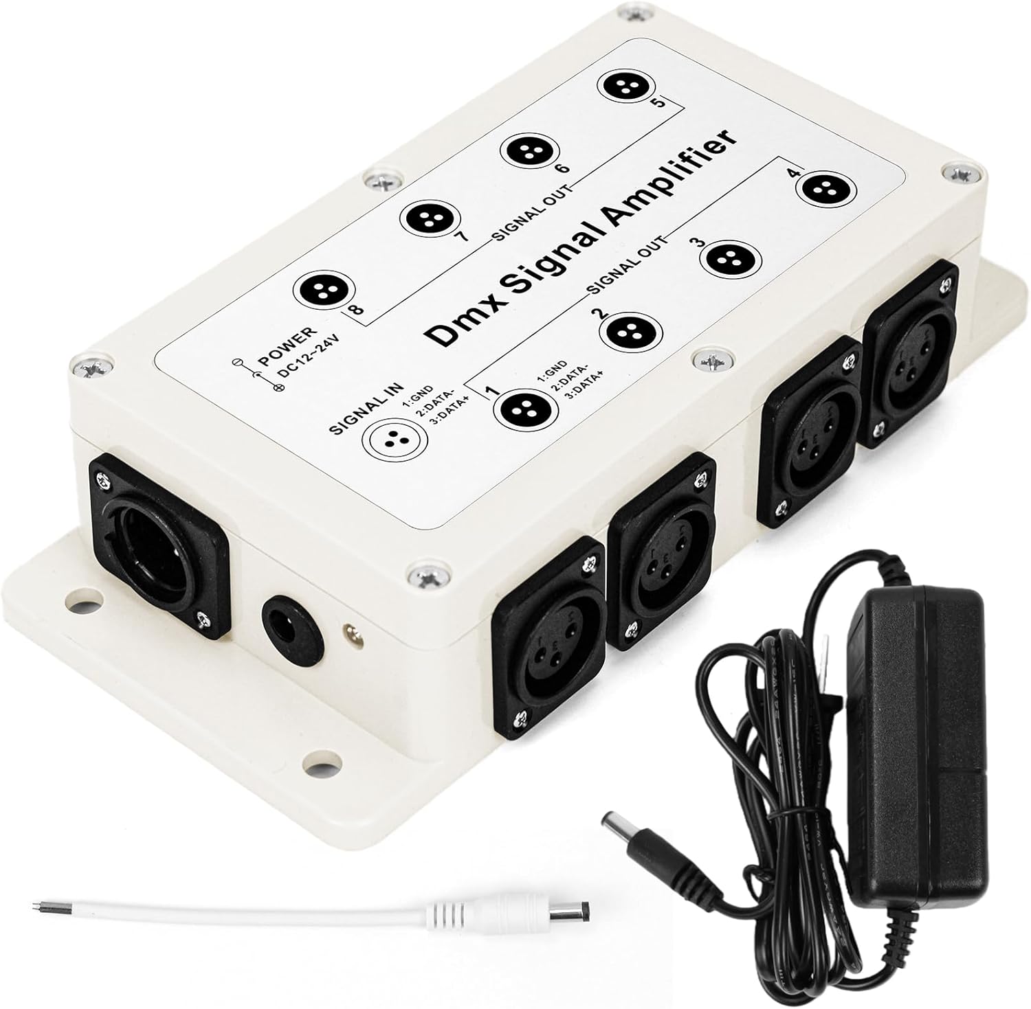 RioRand DMX512 Signal Splitter Amplifier 3Pin, 1 Input 8 Channel Isolated DMX Distributor with Signal Indicator - Compatible with LED DMX Controller, 8 Channel DMX Decoder, DMX Opto Splitter