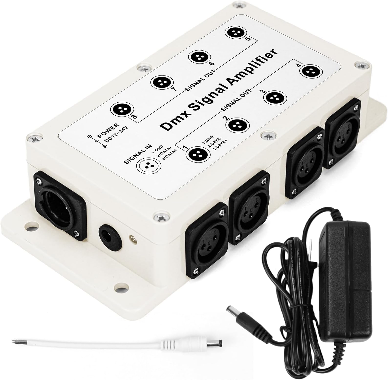 RioRand DMX512 Signal Splitter Amplifier 3Pin, 1 Input 8 Channel Isolated DMX Distributor with Signal Indicator - Compatible with LED DMX Controller, 8 Channel DMX Decoder, DMX Opto Splitter
