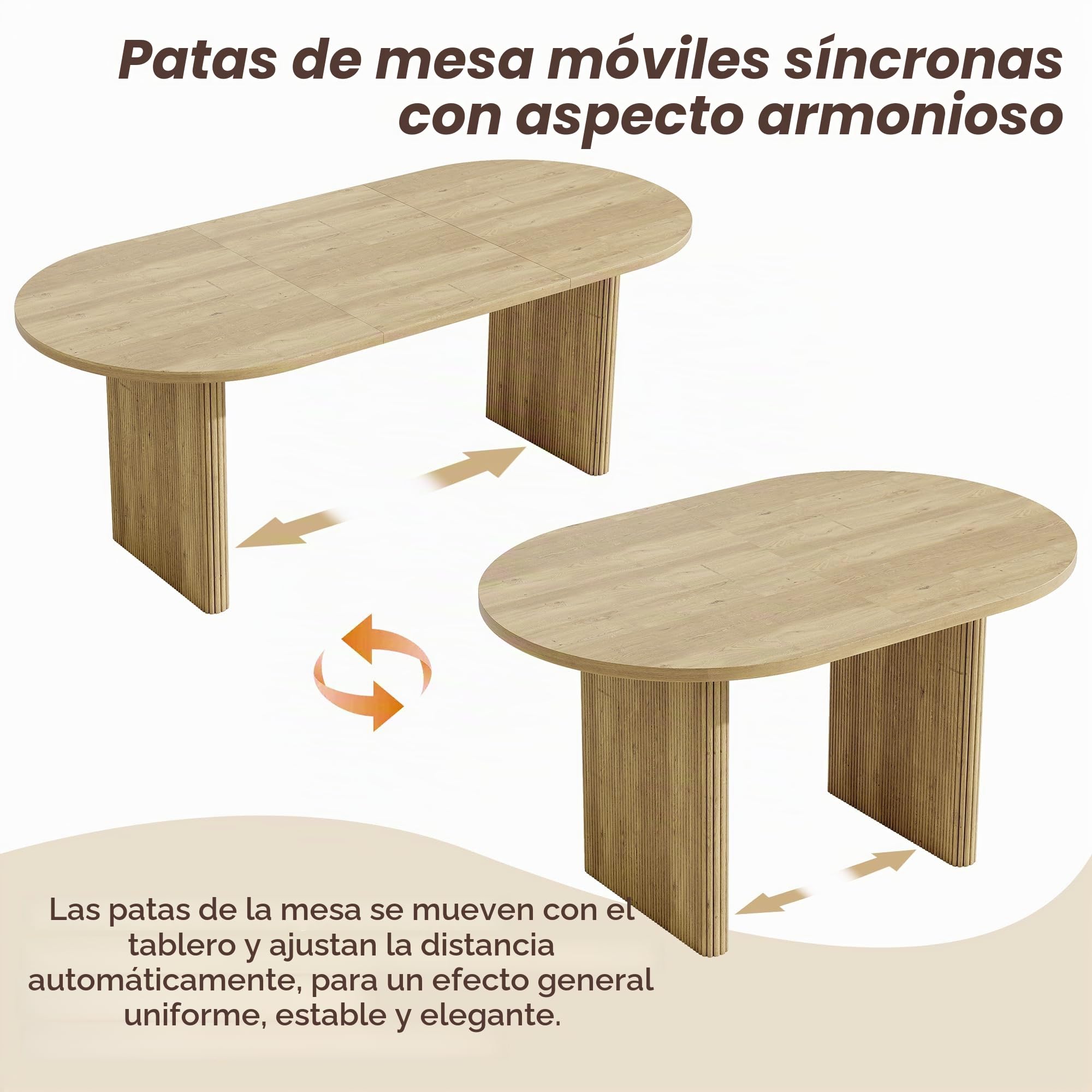 Mesa de comedor, extensible, 140/200x90 cm, para 6 a 8 personas, mesa de cocina con tablero de 3 cm, esquinas redondeadas y patas con láminas, mesa de comedor moderna, aspecto nogal (Oak)