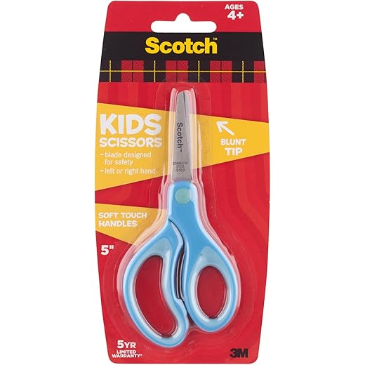 Scotch Stainless Steel Soft Grip Blunt Tip Kid safe Scissor(Color may vary)
