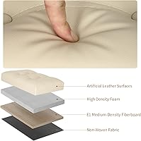 Vista 7 de Otomana de almacenamiento reposapiés taburete, banco reposapiés de cuero plegable con asiento acolchado de espuma más gruesa. Taburete otomana corto