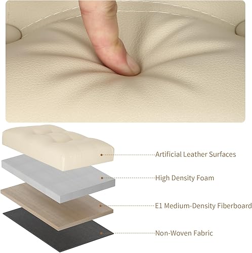 Miniatura 7 de Otomana de almacenamiento reposapiés taburete, banco reposapiés de cuero plegable con asiento acolchado de espuma más gruesa. Taburete otomana corto