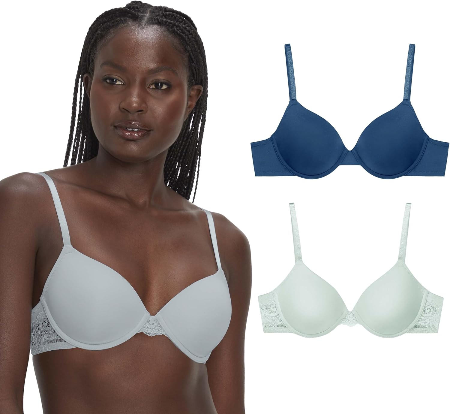 Maidenform Womens Underwire Bra, Push-up Bra for Women, Underwire Bra with Adjustable Straps 2-Pack