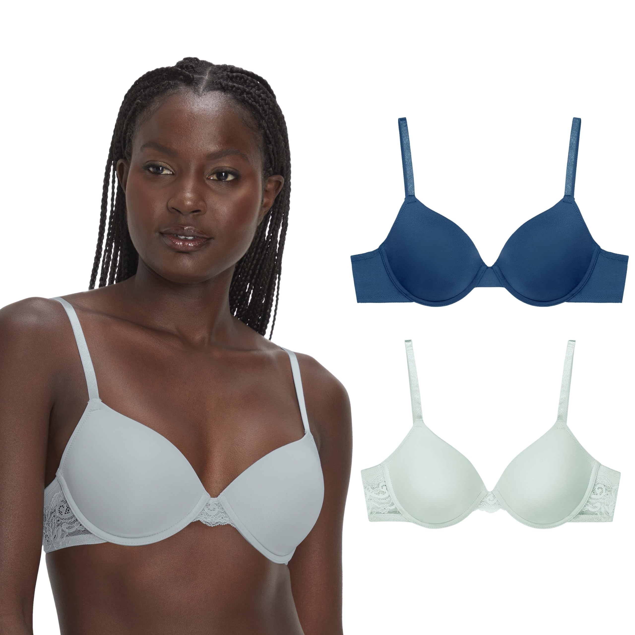 Soutien-gorge Push-up Maidenform 34A Marron à Pois Bleus - Bretelles Convertibles, Satin, Neuf Sans étiquettes