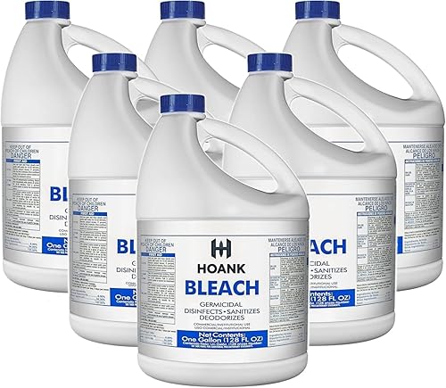 (6 Gallons) Ultra Germicidal Liquid Bleach - For Laundry, Disinfecting, Sanitizing, Deodorizing, Mold & Mildew Stain Remover - 1 Gallon Jugs