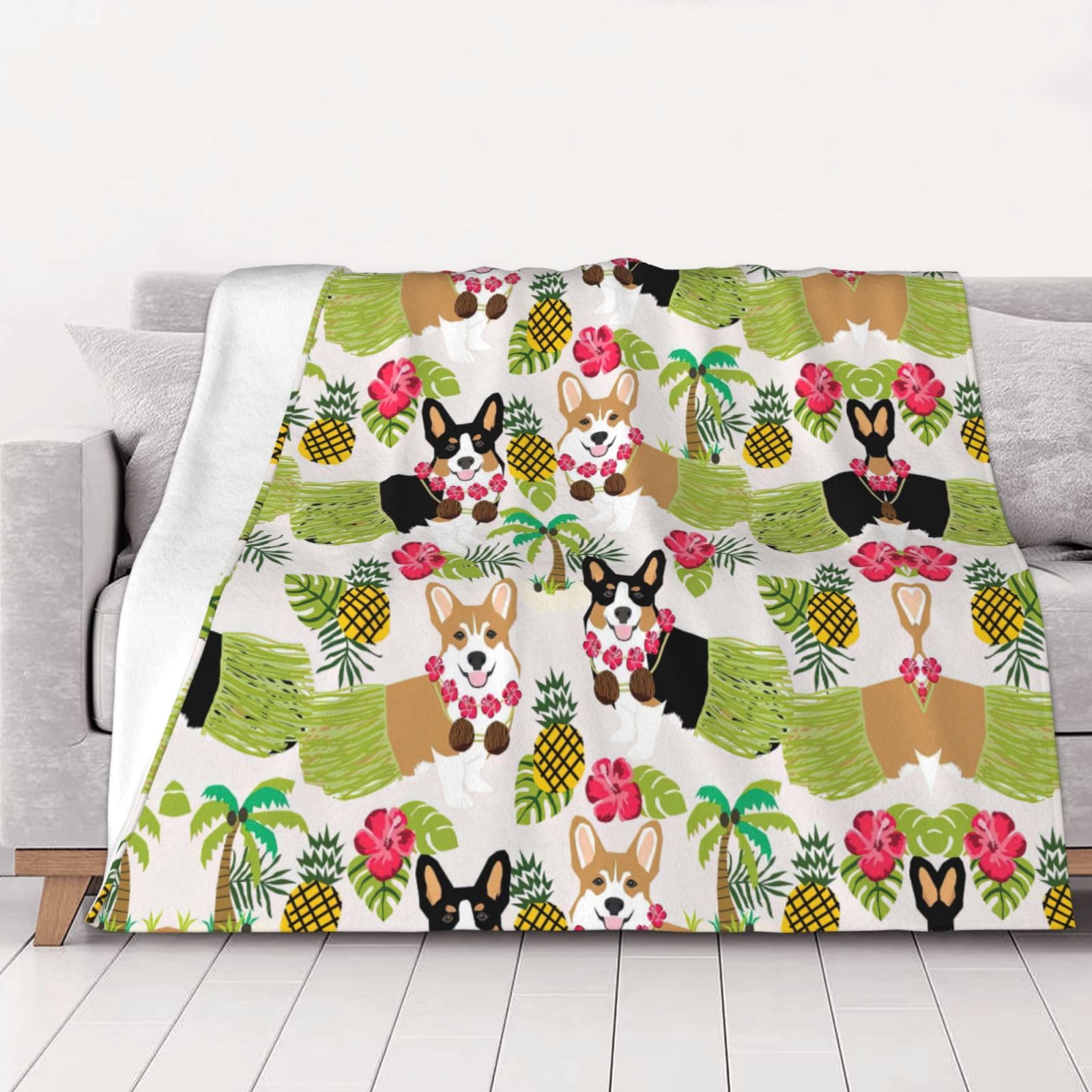 Couverture flanelle respirante et compacte à motif ananas tropical