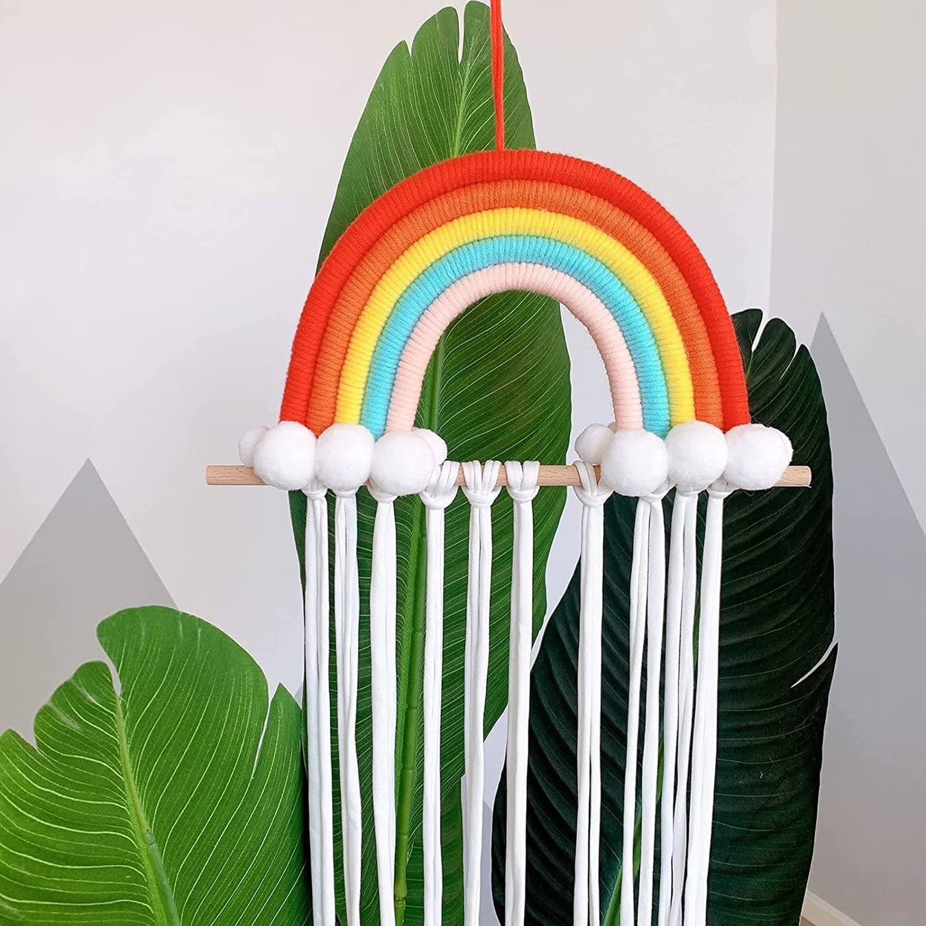Fermagli per capelli Boho arcobaleno con fiocco per capelli con nappe Pop da appendere alla parete per la stanza delle ragazze stile asilo nido 9