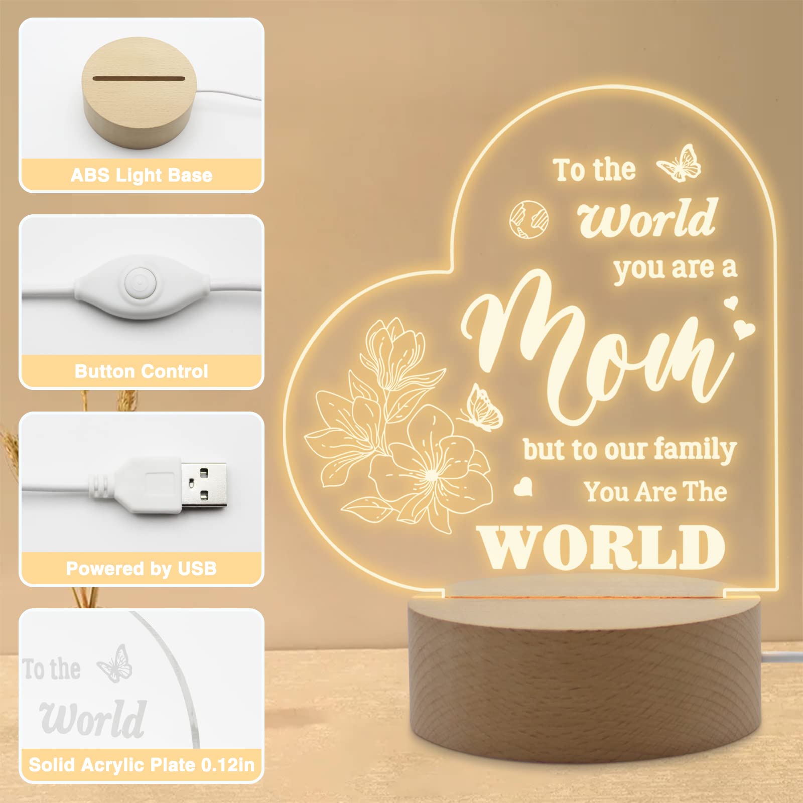 Veilleuse LED Acrylique 'Grande Soeur' - Cadeau Personnalisé Pour Anniversaire, Noël, Fête Des Mères