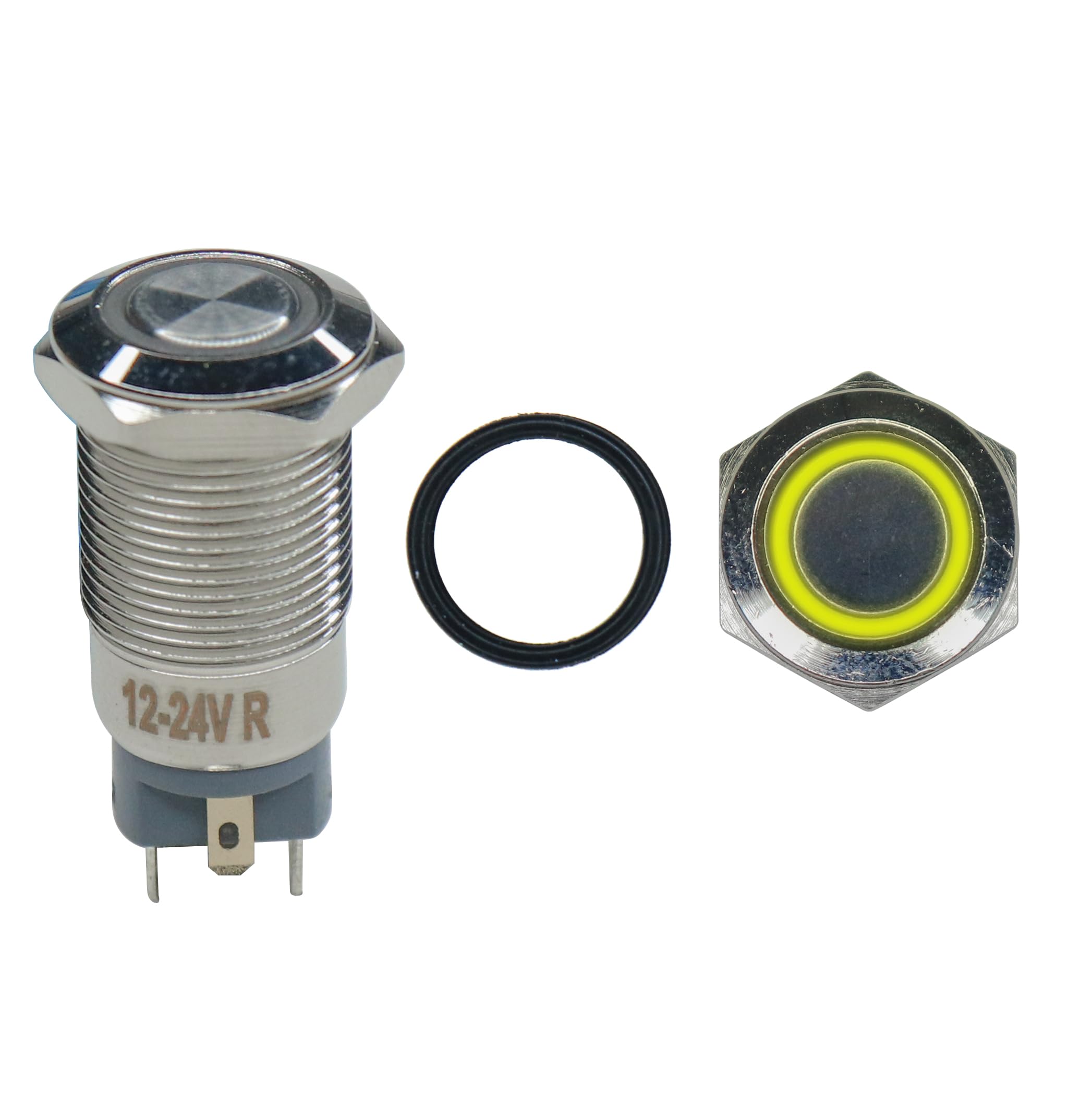 Electronic Spices 12 mm 12-24V Ring Light Push Button Self Lock Metal Switch with Yellow Indicator (B0CQXFQJ1Z) Amazon Price History, Amazon Price Tracker