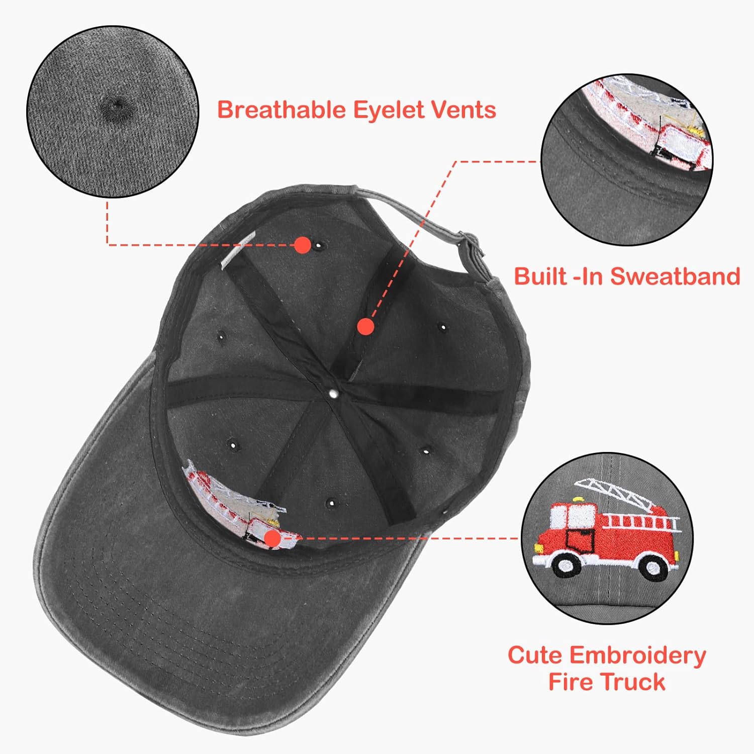 Cute Embroidered Baseball Cap for Kids Age 3-8, Funny Adjustable Cotton Embroidery Hat for Boys Girls - Image 4