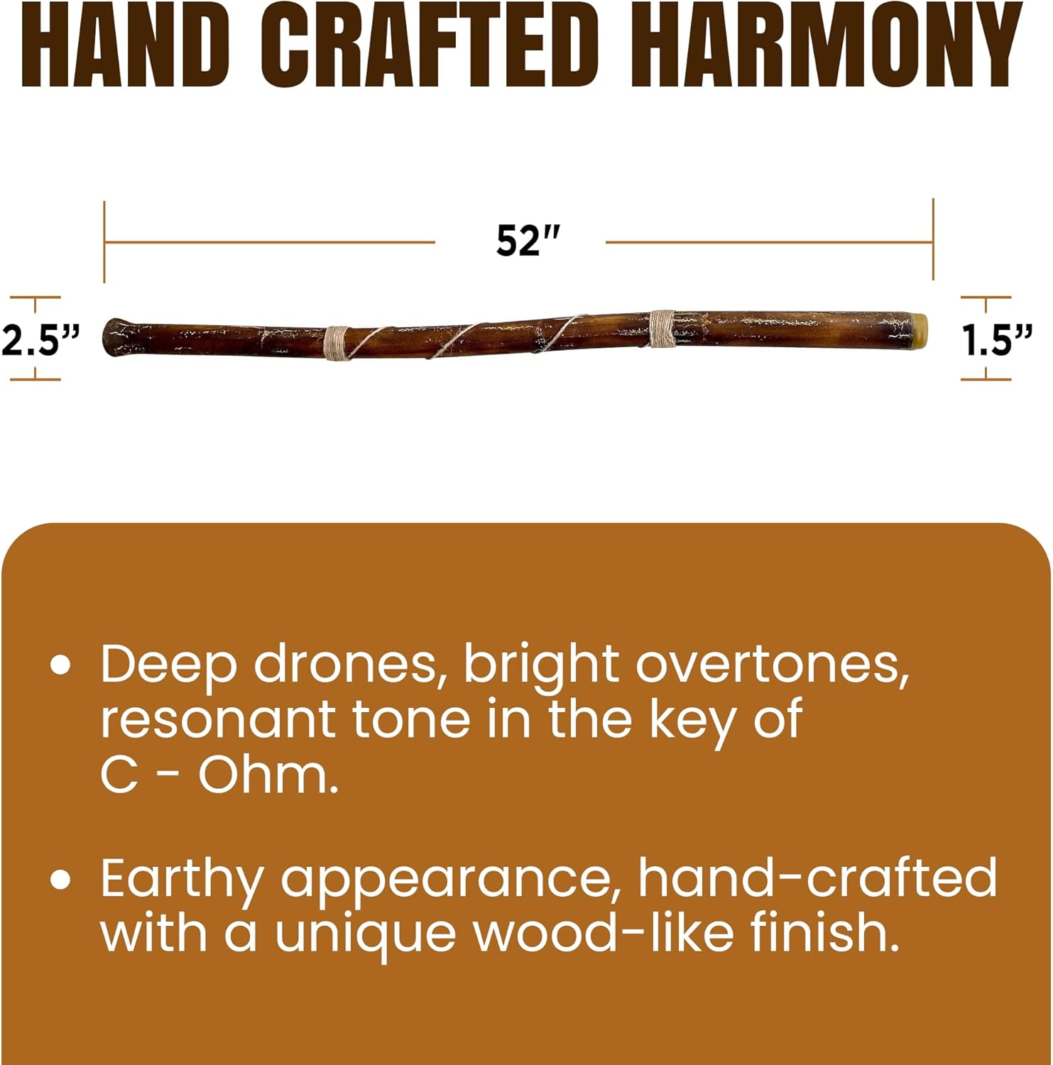 Hand-Crafted Modern Didgeridoo Instrument – Beeswax Mouthpiece, Durable and Lightweight, Ideal for Beginners – Key of C Ohm, Includes Free Mouthpiece and Playing Instructions