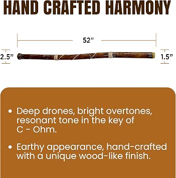 Hand-Crafted Modern Didgeridoo Instrument Beeswax Mouthpiece, Durable and Lightweight, Ideal for Beginners Key of C Ohm, Includes Free Mouthpiece and Playing Instructions