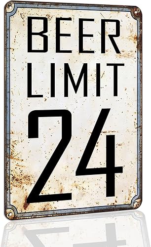 Letrero vintage con límite de cerveza 24, arte de pared de lata de metal retro para bar del hogar, cueva de hombre, garaje, sótano, decoración