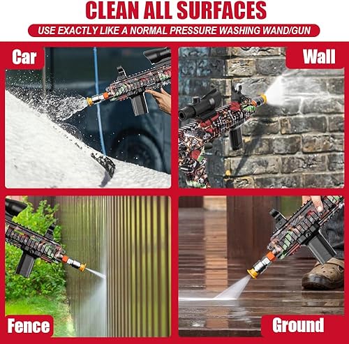 Miniatura 2 de Pistola de lavadora a presión de 3600 PSI con pivote y 4 boquillas, conectar cañón de espuma para lavado de autos - Pistola rociadora de alta