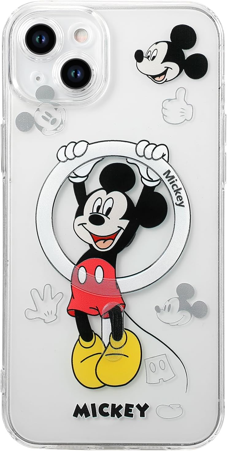 Magnetic for iPhone 15 Case, Cute Mickey Phone Case Compatible with Magsafe, Slim Thin Shockproof Case for Women-Clear