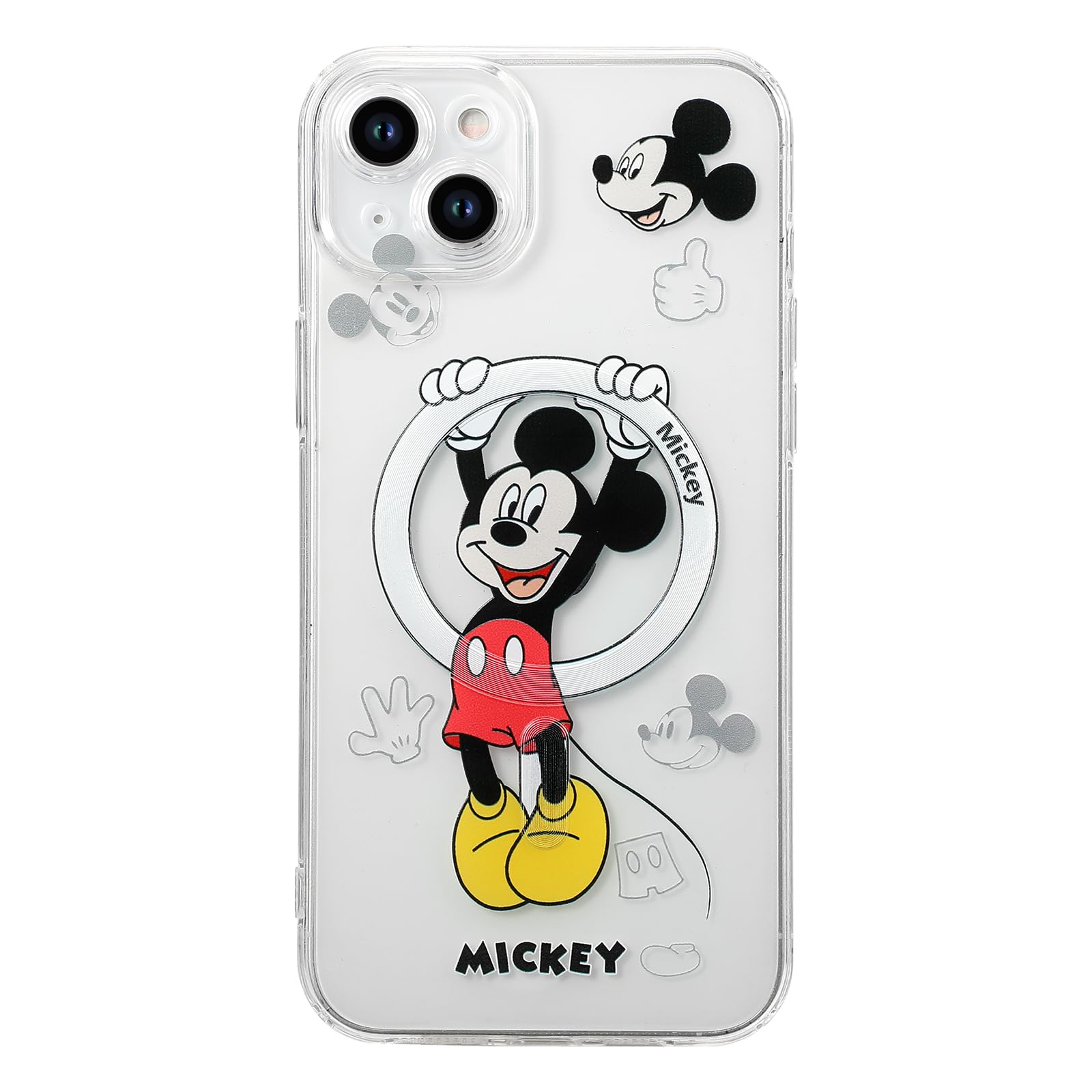 Magnetic for iPhone 15 Case, Cute Mickey Phone Case Compatible with Magsafe, Slim Thin Shockproof Case for Women-Clear