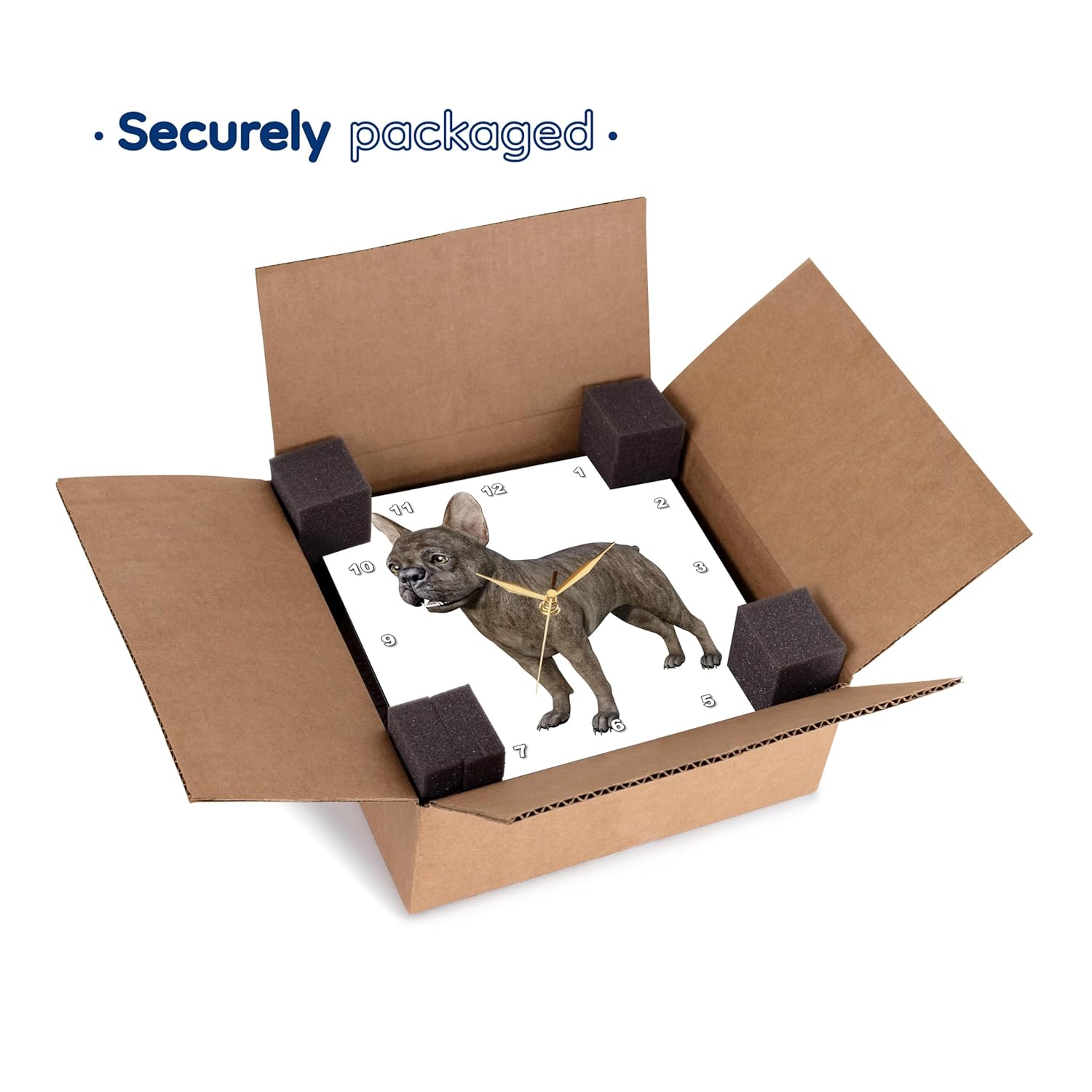 3dRose Wall Clock Silent - 10 inch - Frenchie Bulldog Brown Standing and Looking Right - Graphics Dog