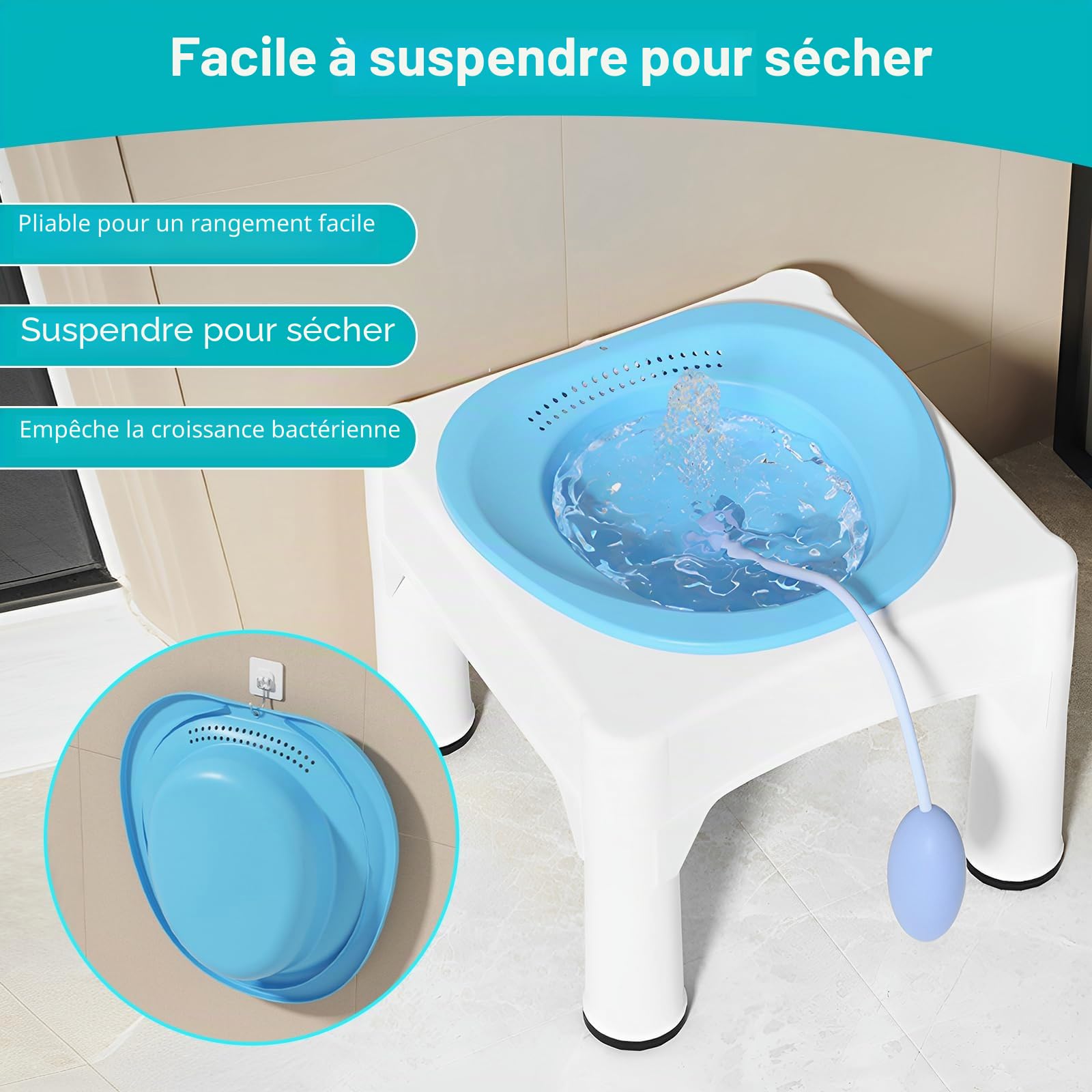 Bain d'assise pour hémorroïdes, siège de bain toilette post-partum | Siège avec support pratique pour soins intimes, grossesse et récupération après accouchement, adapté aux femmes et hommes