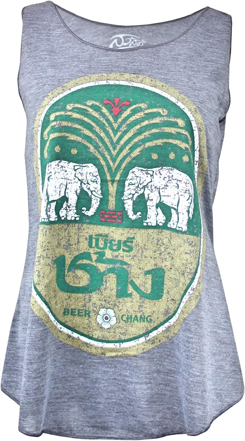 Ladies Womens Summer Festival Boho Vest Top | Buddha Hand Yoga Mandala Om, Elephant, Tiger, Chang Beer Lager, Muay, Sleeveless Bohemian Tank Top | Cotton Flared Swing Vest | UK Import