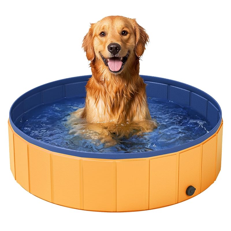 Piscina dobrável para cães em PVC com fundo antiderrapante Desoxivi, tamanho M, 102 x 30 cm