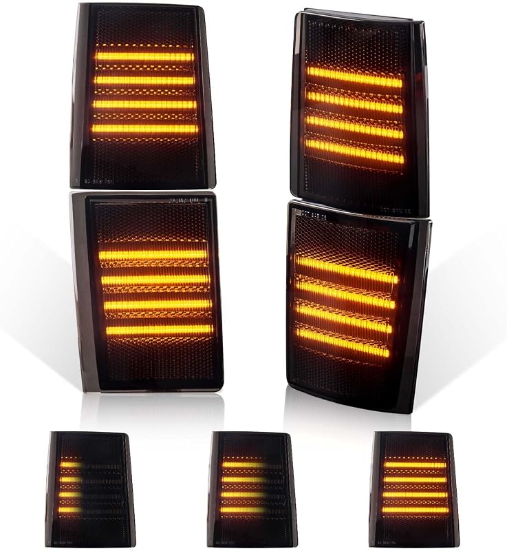 Luzes LED sequenciais âmbar de seta e marcador lateral dianteiro Gempro para Chevy C1500 C2500 C3500 K1500 K2500 K3500 1988–1993 – 4 unidades