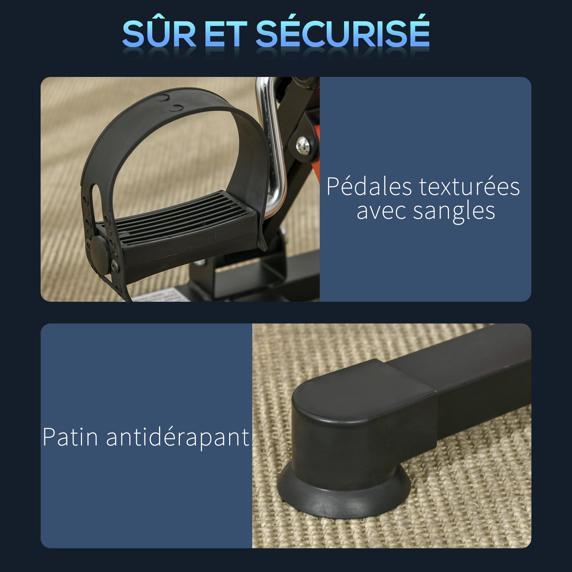 HOMCOM Pédalier d'appartement mini vélo d'appartement résistance ajustable écran LCD hauteur et largeur ajustables bras jambes entraîner en acier noir