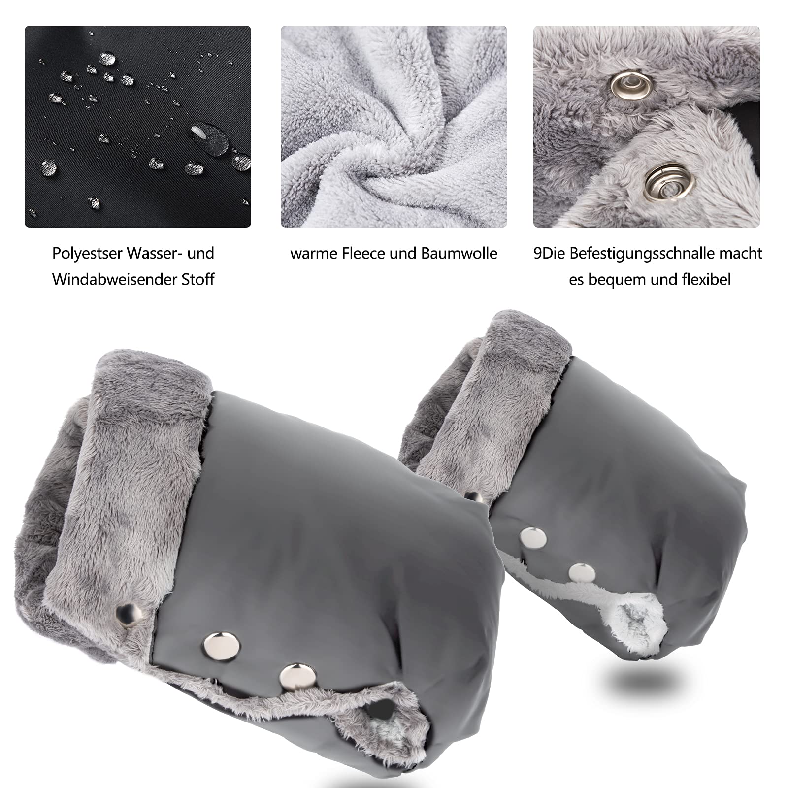 Guanti Passeggino Universale Antivento Manicotto Scaldamani Inverno in Pile Termico Impermeabile Guanti Da Passeggino Caldo Manicotti Per Buggy Rimorchio Carrozzina Per La Bicicletta