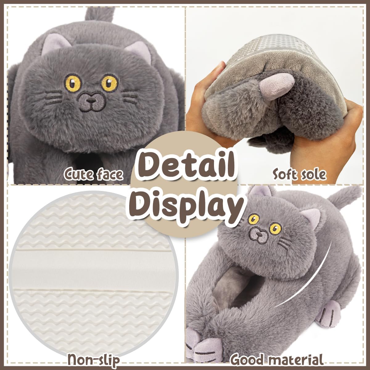 Caramella Bubble Cute Animal Slippers: Fuzzy Memory Foam Cat Slippers for Women, Plush Home Indoor/Outdoor Warm Winter House Shoes - Image 2