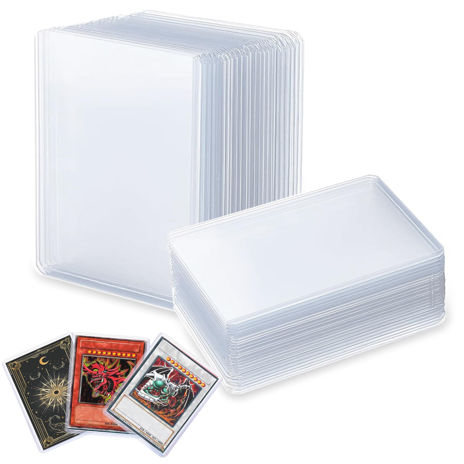 100Pcs 3x4 Clear Hard Card Sleeves, 76x101mm Standard Top Loaders Card Protectors Holders Trading Card Sleeves Deck Protectors Compatible with Sports Trading Game Cards, MTG and Toploaders
