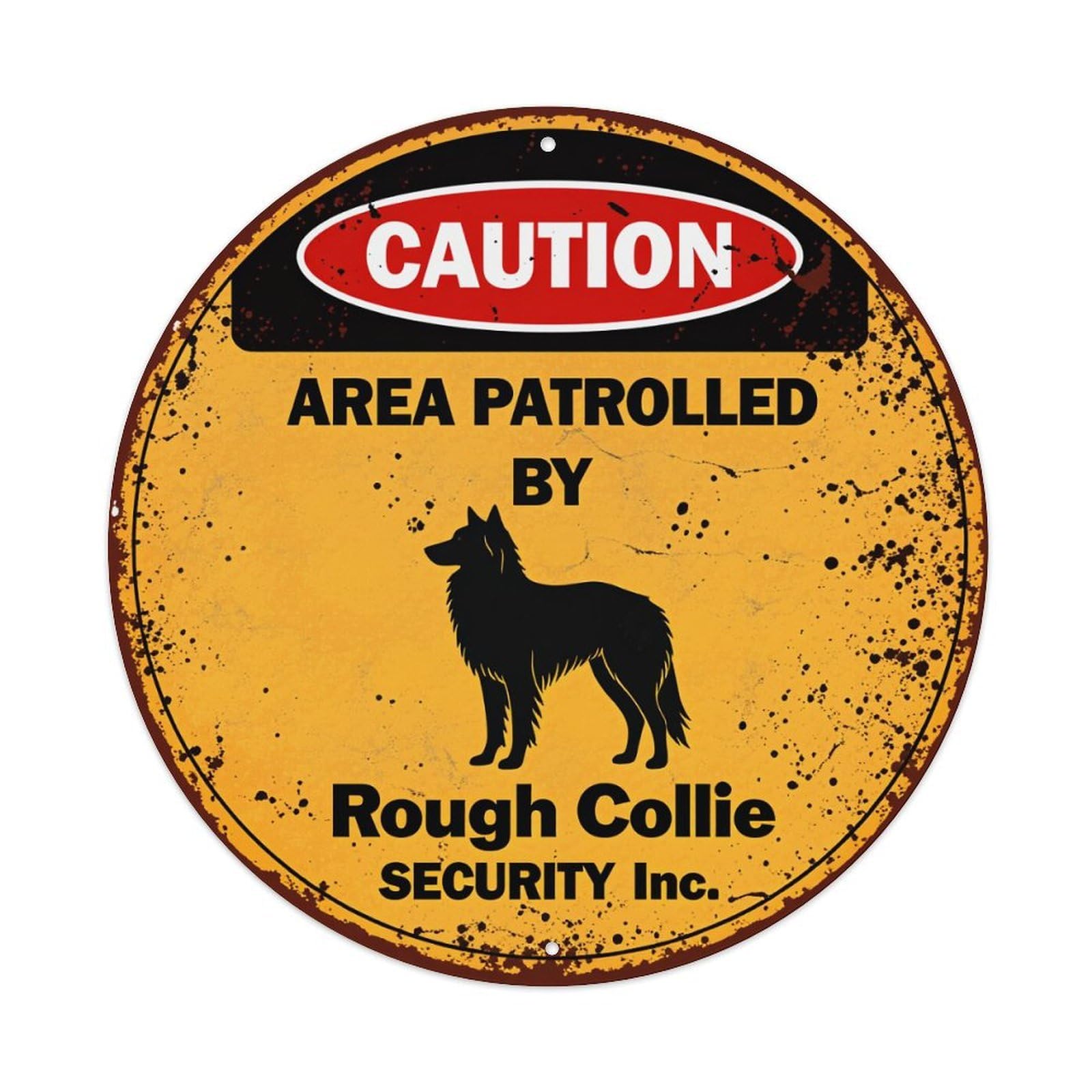 Caution Area Patrolled By Dog Security Metal Tin Sign Vintage Garden Bedroom Cafe Bar Man Cave Home Wall Decor Metal Poster 8x8 inches