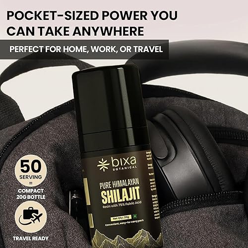 Miniatura 4 de bixa BOTANICAL Shilajit para hombres, resina pura del Himalaya con 75% de ácido fúlvico, apoya la energía, la resistencia y la salud muscular,