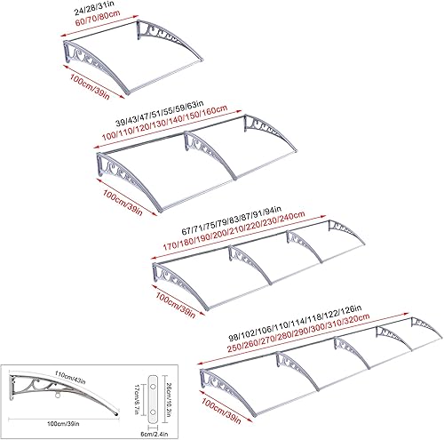 Miniatura 5 de Toldo para ventana, protección contra rayos UV, lluvia, nieve, toldo para puerta, toldo de jardín, toldo de patio al aire libre, cubierta de