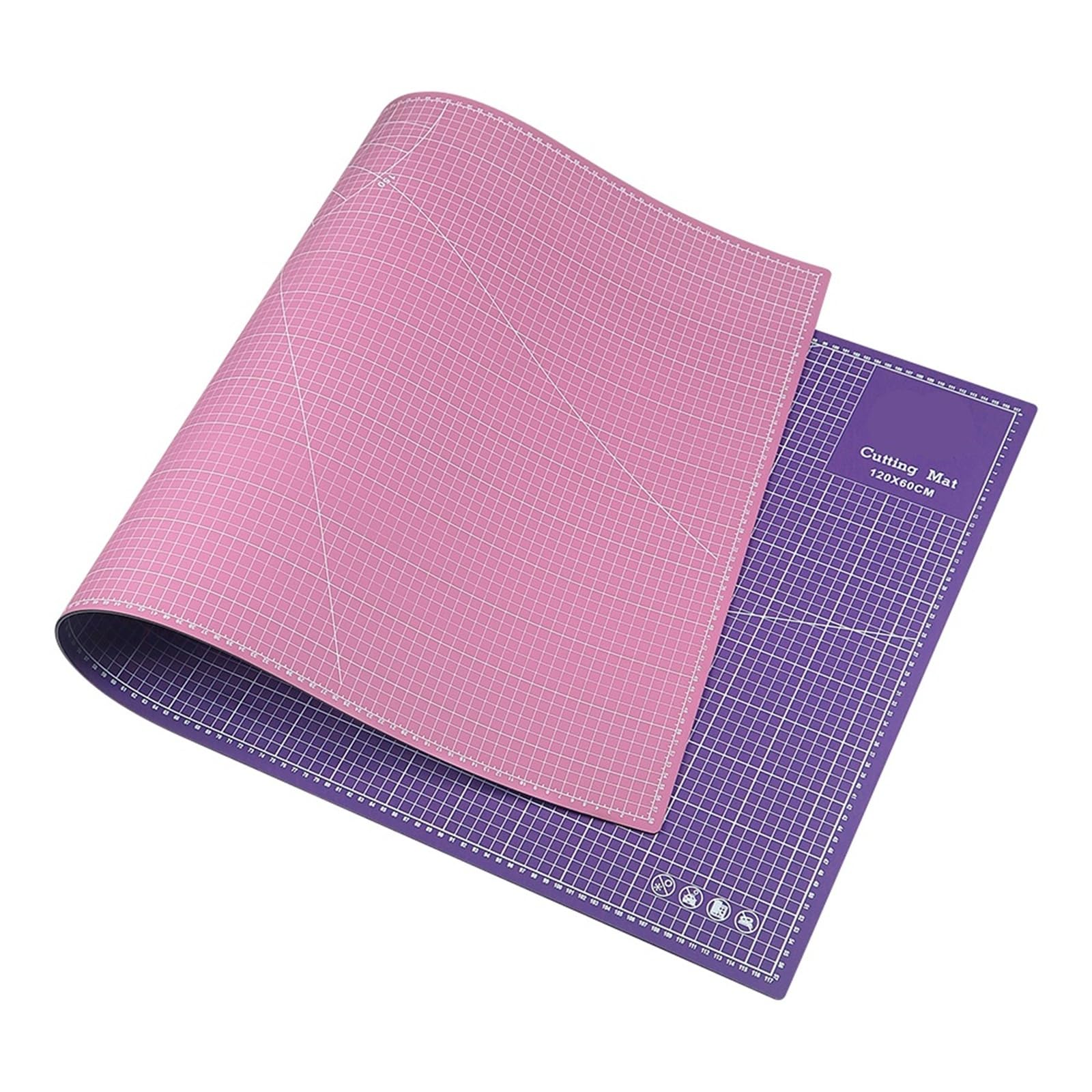 Tapis de découpe 120 x 60 cm, protection table en PVC, double face, rose et violet, auto-réparateur Convient pour la découpe de bureau