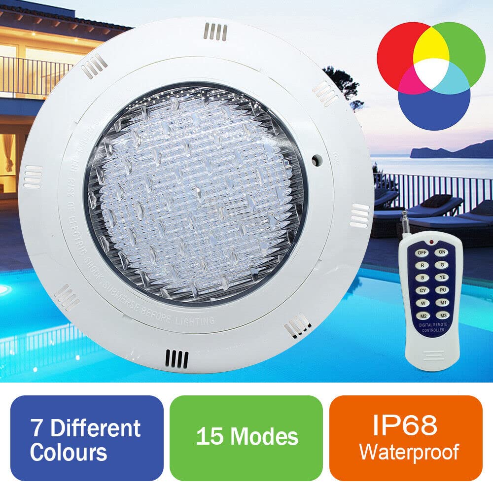 Faro LED da 36 W, illuminazione per piscina con telecomando, IP68, impermeabile, illuminazione subacquea con telecomando per piscina, 12 V