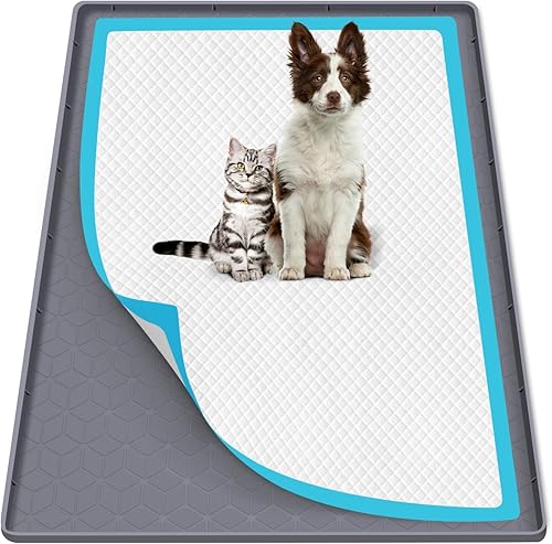 Miniatura 29 de Soporte para orina para perros, tapete de silicona para orina de 40 x 28 pulgadas, a prueba de fugas, borde alto, sin derrames, soporte para