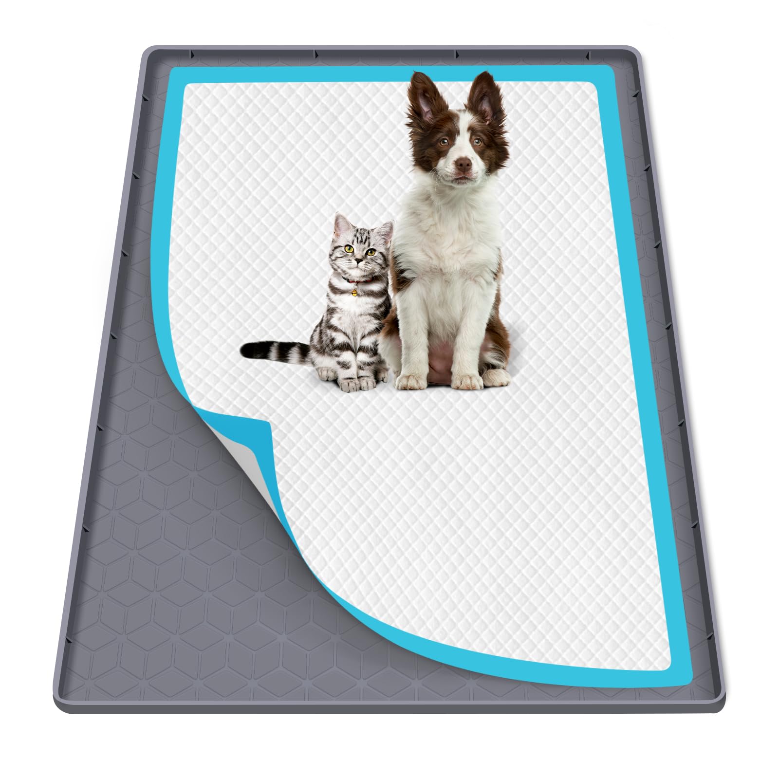 Bartuke Dog Pee Pad Holder Tray,34" x 22" Silicone Pet Pee Pad Mat for Dogs