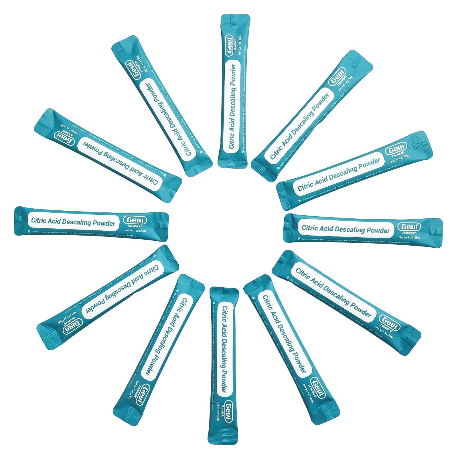 Gevi Household Ice Maker Descaling Powder | 12 Use & Individually Packed for Each Use | Organic ice maker clean Descaler Compatible with All Major