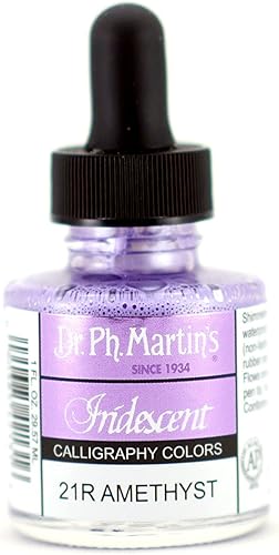 Dr. Ph. Martin's Botella de tinta de color caligrafía iridiscente (21R), 1.0 oz, amatista, 1 botella