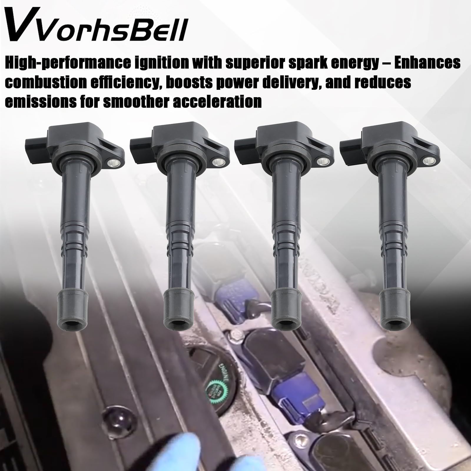 Set di 4 bobine di accensione compatibili con Acura CSX RSX Honda Accord Civic Si CR-V Element S2000 2002-2011 Motore L4 2,0L 2,2L 2,4L sostituisce 30520-PNA-007, 099700-115, 30520-RRA-007