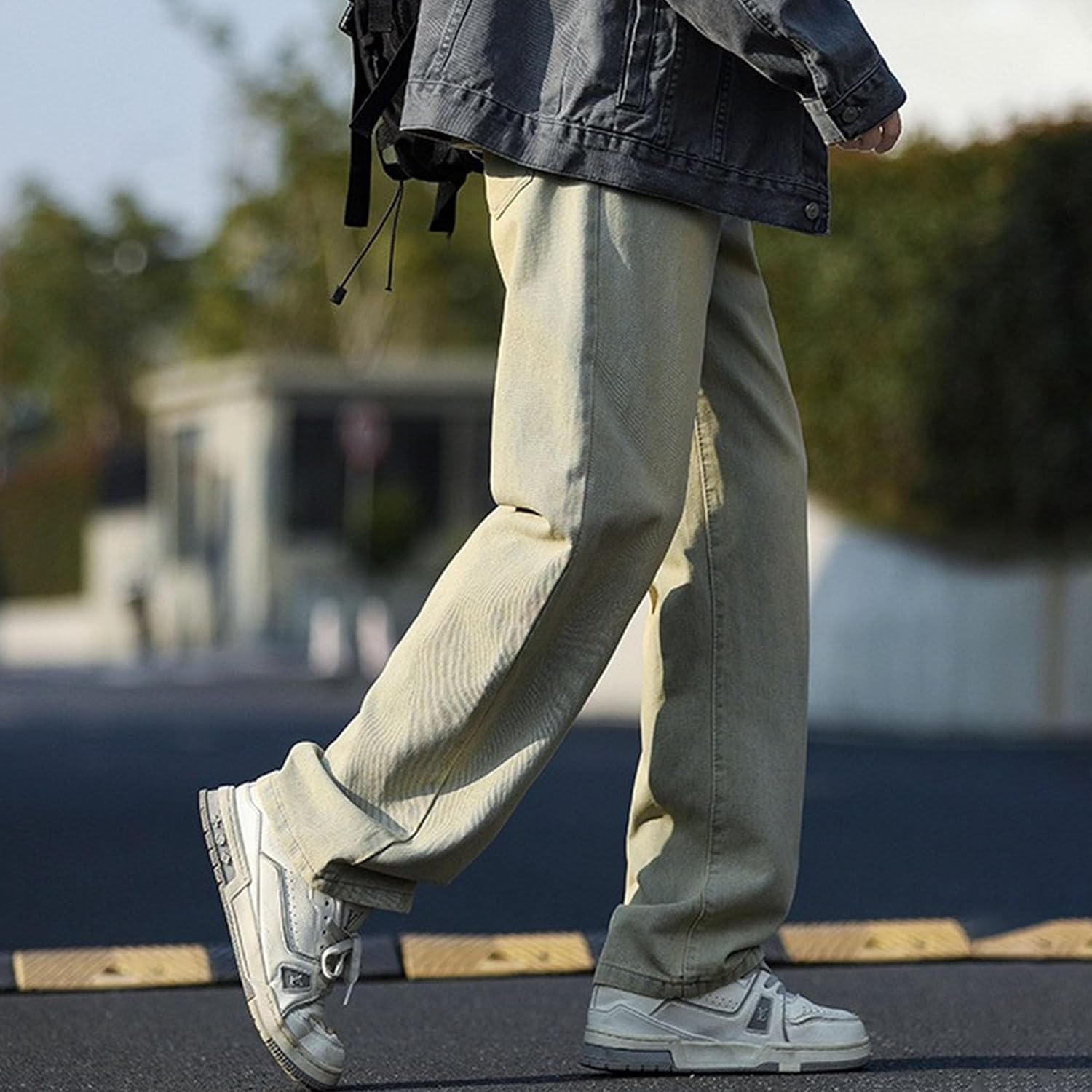 Men Vintage Wide Leg Denim Pants Y2K Hip Hop Skater Straight Trouser Classic Street Style Jeans Streetwear