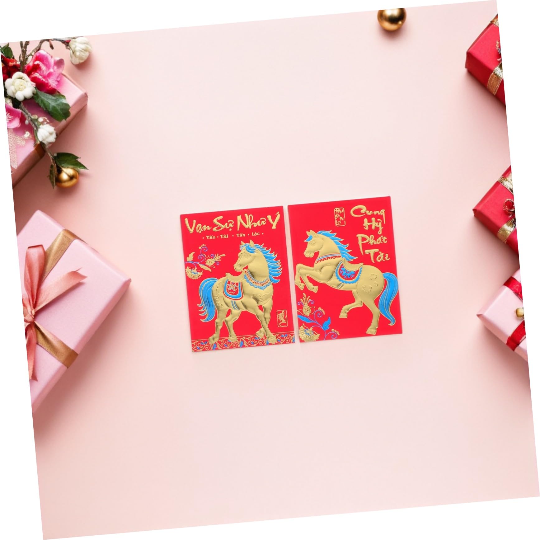 DOITOOL 360piezas Sobres Rojos Año del Caballo Sobres Rojos Chinos Hong Bao para Celebraciones Vietnamitas y Ocasiones Festivas