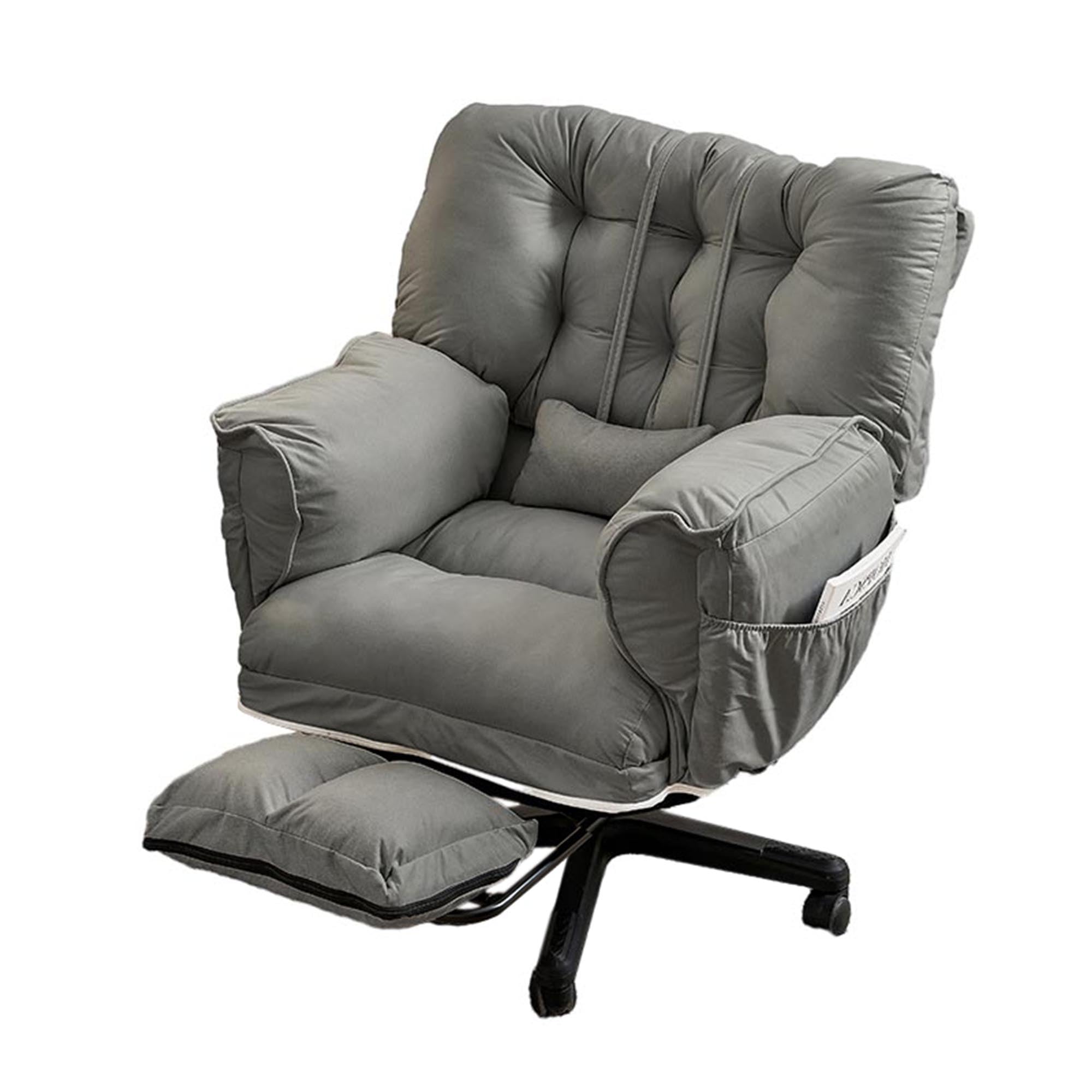 Ergonomic Home Computer Chairs with Tiltable Back, Comfortable Upholstered Swivel Office Desk Chair, Adjustable Height Vanity Chair, Easy to Assemble