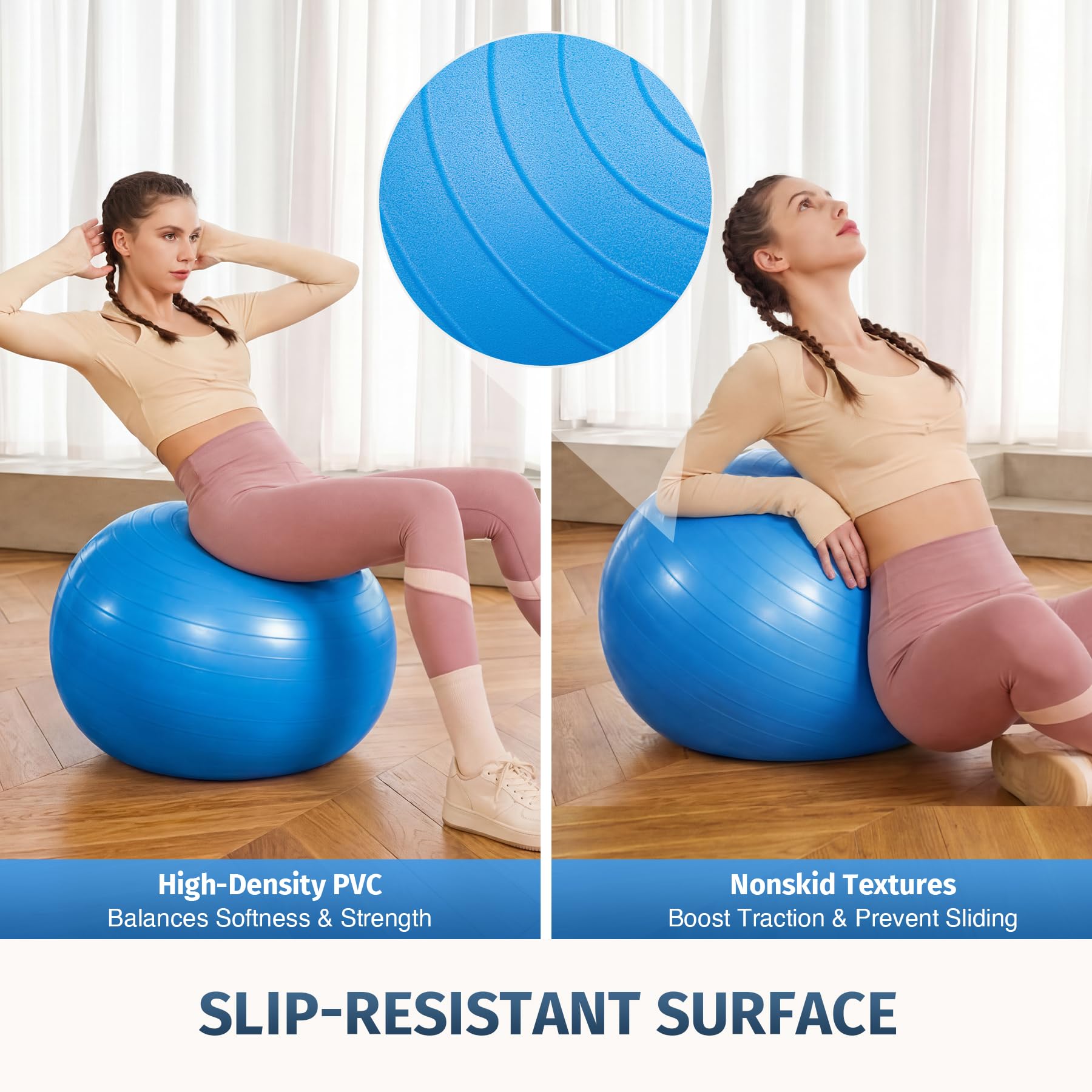 ZELUS Palla Equilibrio Ø 58cm Balance Board con 2 Elastici Laterali e Pompa Pedana di Equilibrio per Fitness Yoga