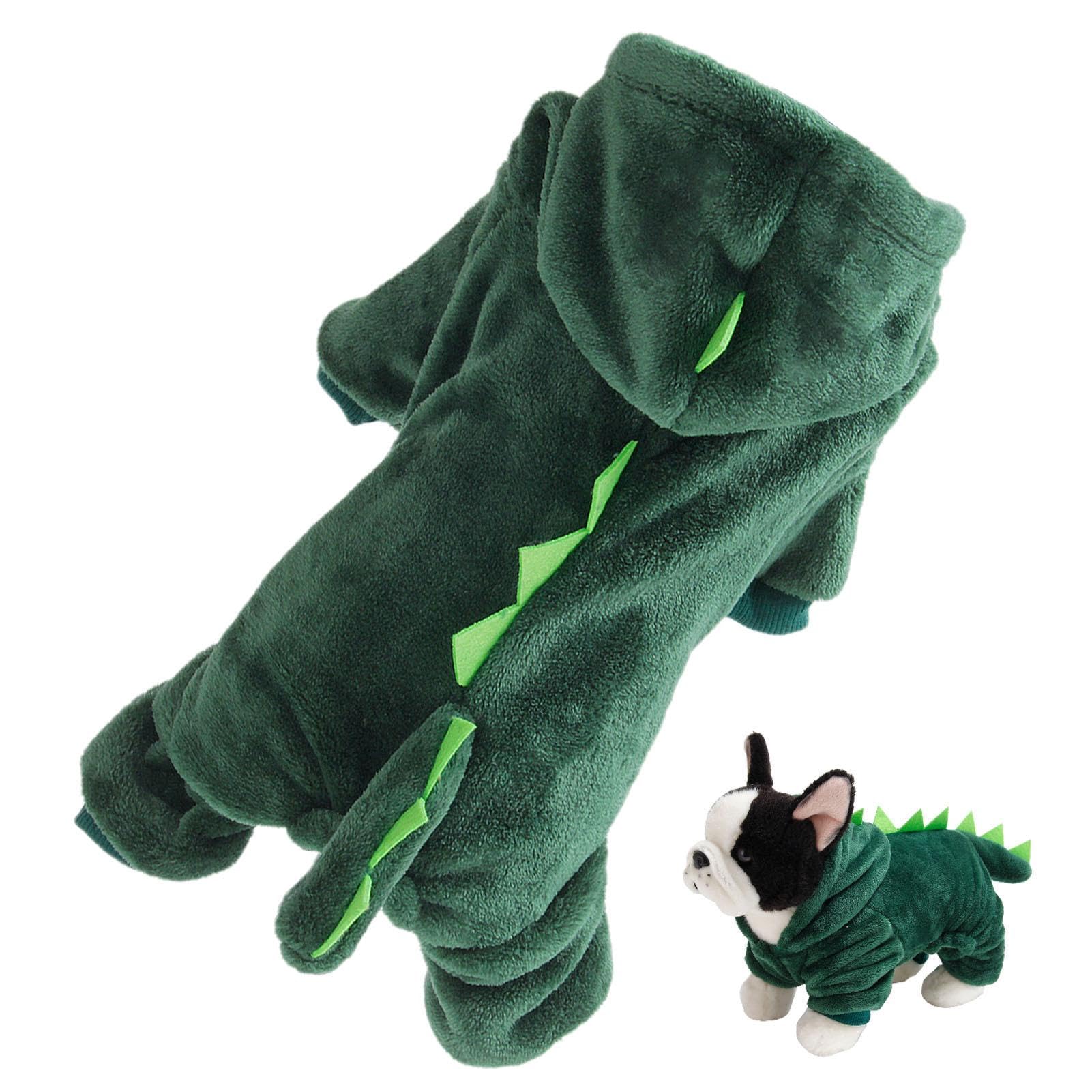Vuggdt Dinosaur Dog Hoodie - Cat and Dog Clothes - Soft and Breathable Pet Dinosaur Cosplay Green Puppy Hooded Coat for Small Dogs